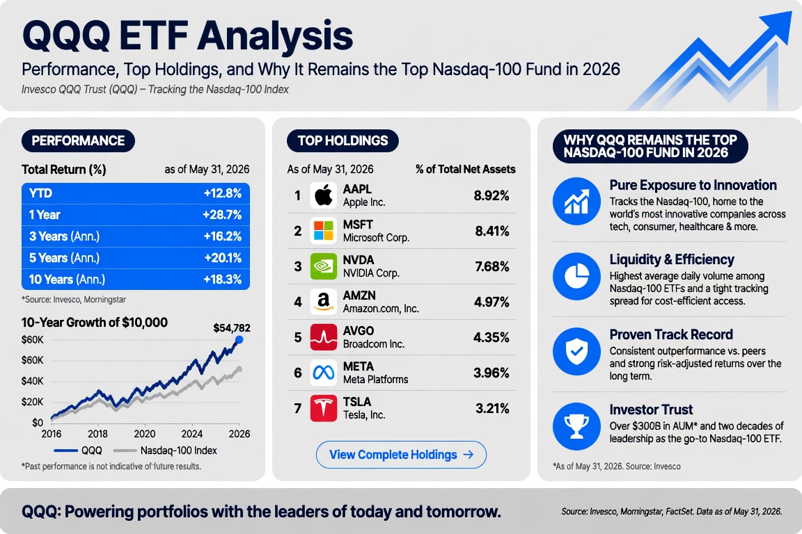 QQQ ETF Analysis: Performance, Top Holdings, and Why It Remains the Top Nasdaq-100 Fund in 2026